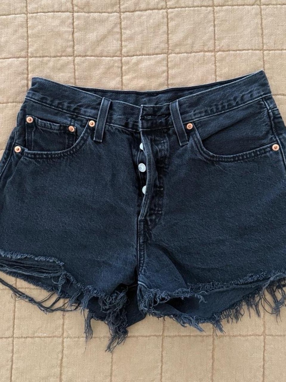 Levi’s High-Rise Black Denim Cutoff Shorts